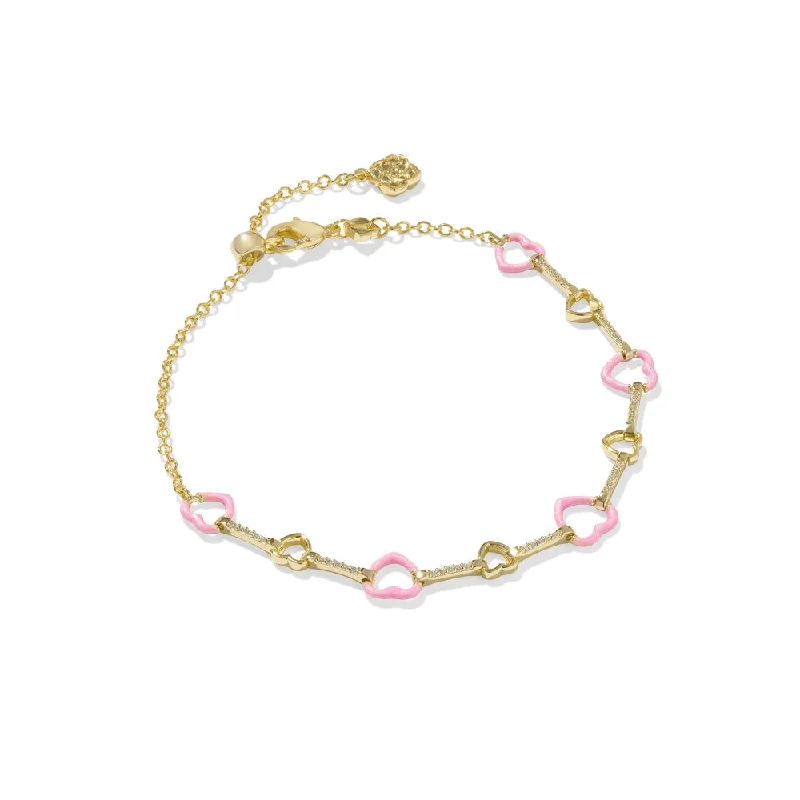 Bangles with rose quartz for soft pink -Kendra Scott Haisley Heart Delicate Chain Bracelet