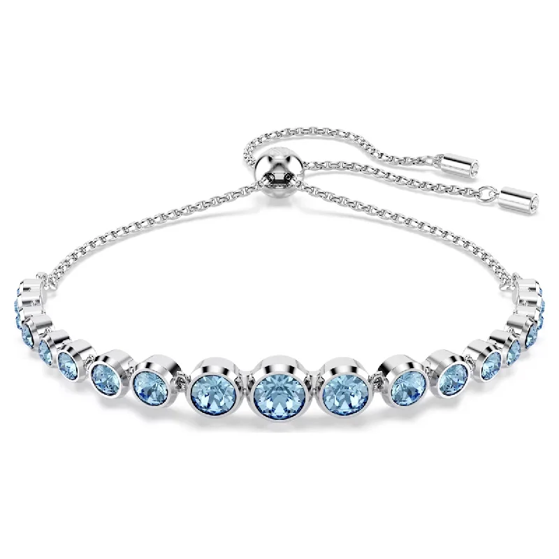 Bracelets with leather wrap for edgy look -Swarovski Imber Blue Crystal Bezel Bolo Bracelet