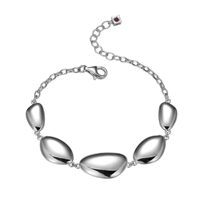 Silver bangles with polished mirror finish shine -Elle "Pebble" Cable Chain Bracelet