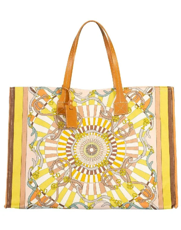 Elegant women's bags with rich velvet material and embroidered details for evening events-Firenze Print Canvas Tote Bag