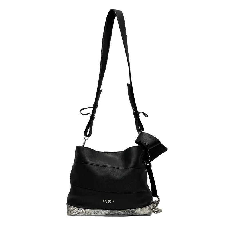 Practical women's bags with adjustable straps and spacious interior for versatility-BALMAIN/Bag/Leather/BLK/TRAPEZE BAG