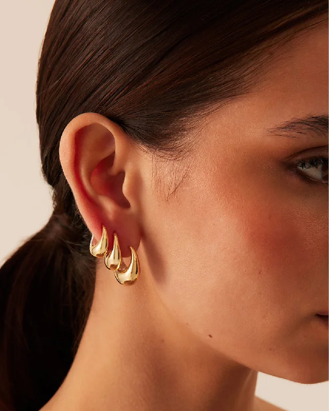 Drop Earrings with Matte Finish -TALULLA 3 PACK EARRINGS - GOLD PLATED 18K