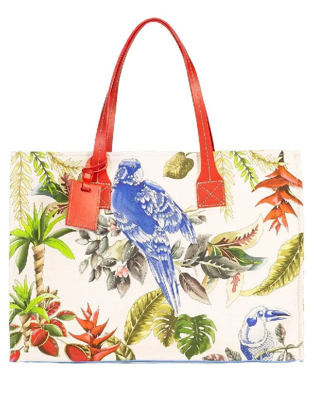 Chic women's bags with round shape and metallic accents for a unique style-Blue Bird Canvas Tote Bag