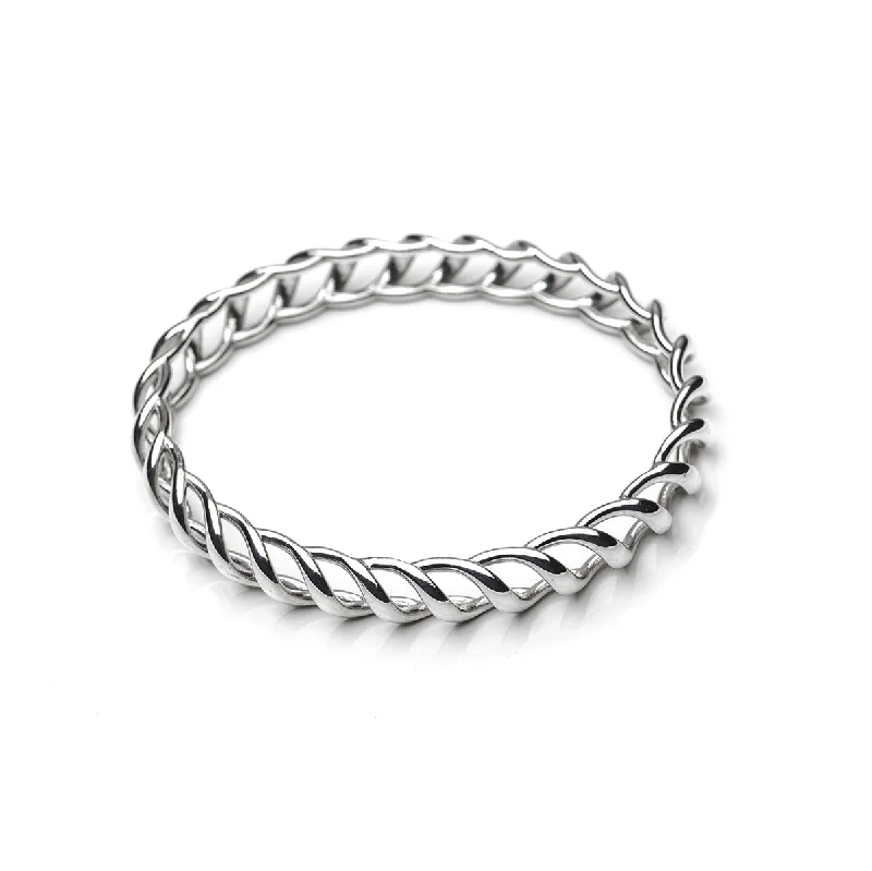 Bangles with herkimer diamonds for raw clarity -Medusa Bangle Bracelet in Silver