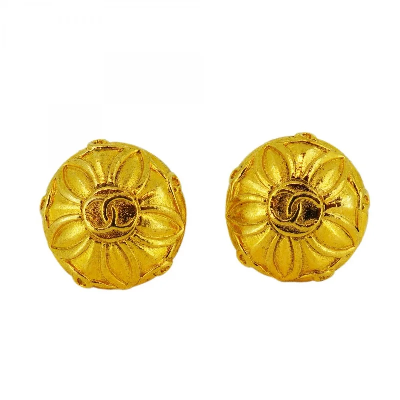 Drop Earrings with Debossed Designs -Chanel   Plating Clip Earrings (Pre-Owned)