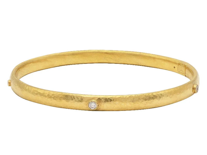 Bangles with chunky designs for statement wear -Gold Bangle Bracelet with Diamonds