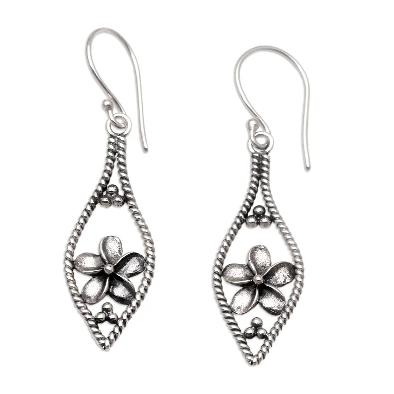 Adjustable Drop Earrings for Custom Fit -Novica Handmade Frangipani Twist Sterling Silver Dangle Earrings