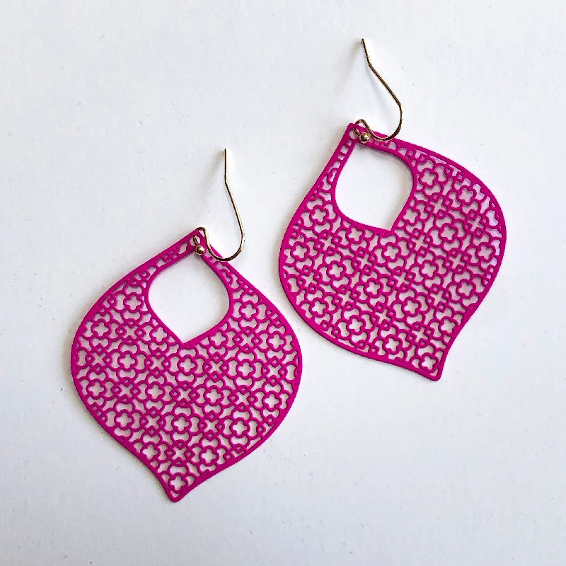 Waterproof Drop Earrings for Outdoor -Hot Pink Aladdin Earrings