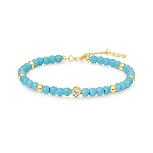 Bangles with raw sapphire for rugged chic -Created Turquoise Bracelet in Gold Plated Sterling Silver