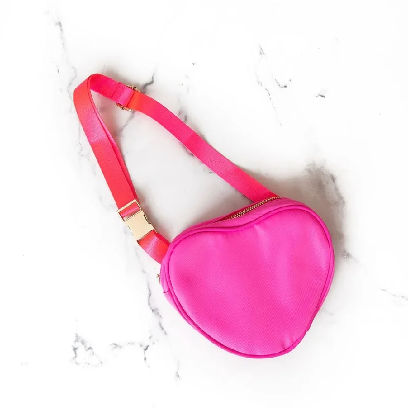 Fashionable women's bags with leather straps and contrast stitching for a modern look-Hot Pink Heart Crossbody