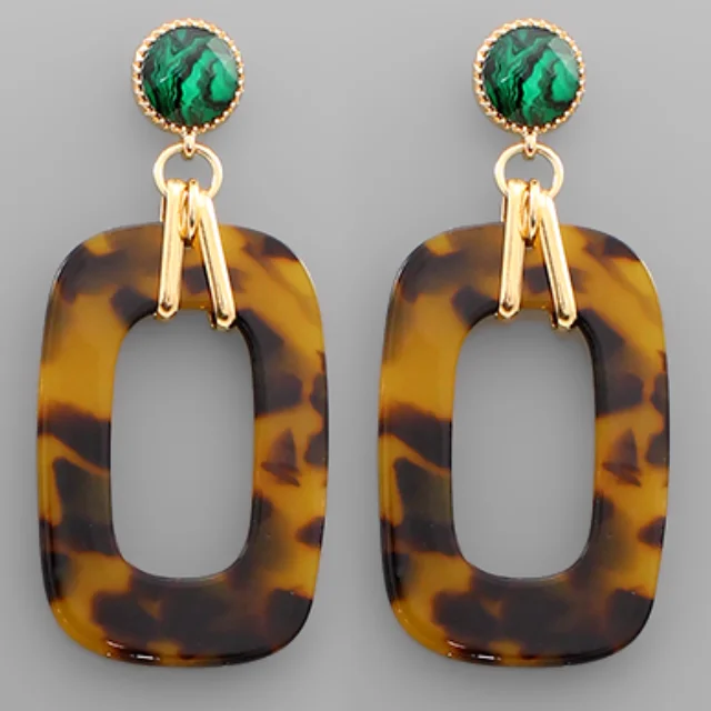 Small Drop Earrings for Delicate -Oval Tortoise Earrings