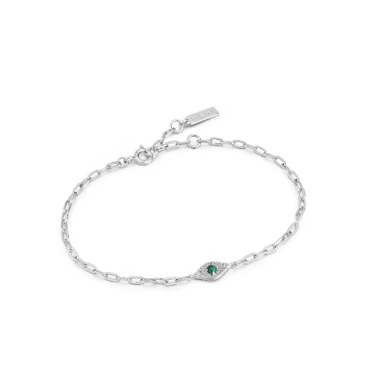 Bangles with sleek opal for iridescent charm -Malachite Evil Eye Bracelet