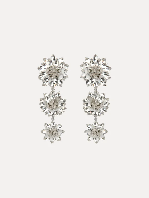 Drop Earrings for Graduation Day -Triple Flower Drop Earrings