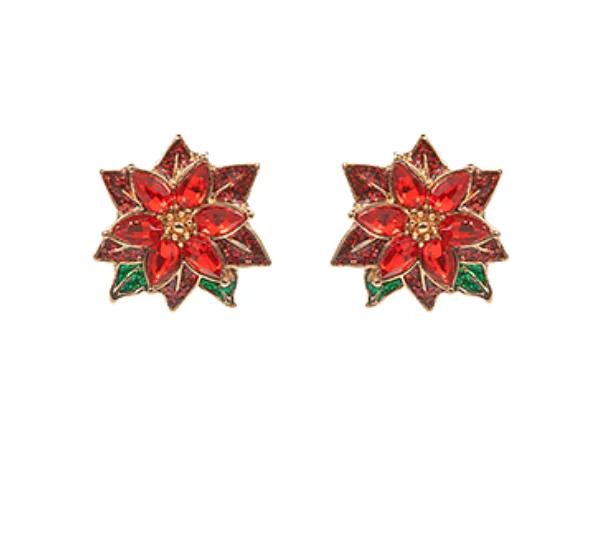 Drop Earrings with Symbolic Elements -Christmas Poinsettia Earrings