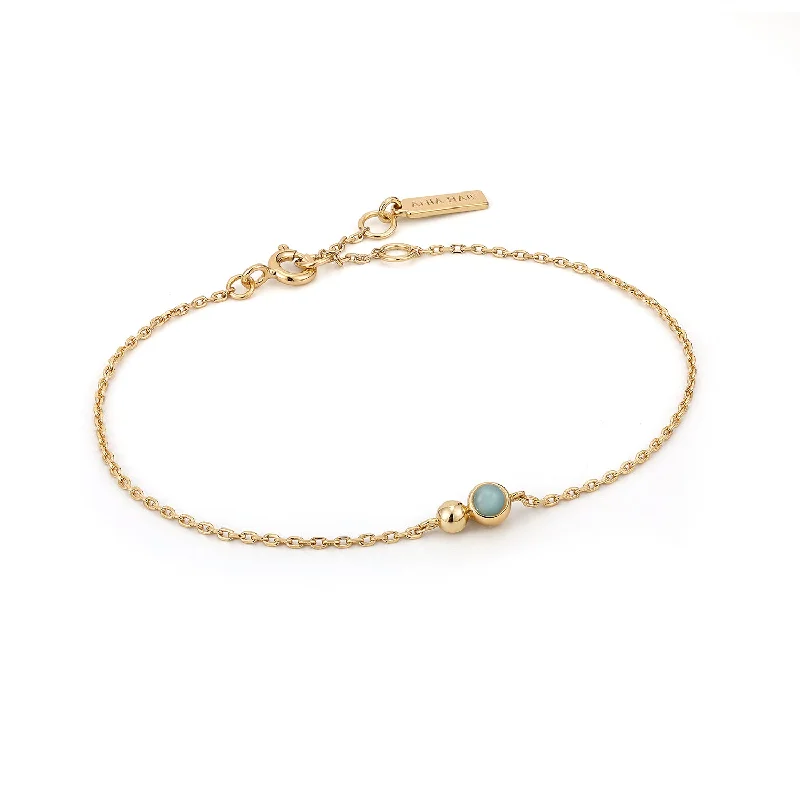 Bracelets with rough jade for natural calm -Gold Orb Amazonite Chain Bracelet