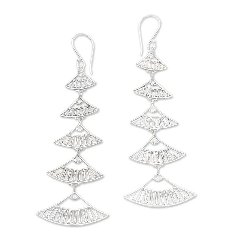 Heavy Duty Drop Earrings for Durability -Novica Handmade Hand Fan Sterling Silver Dangle Earrings