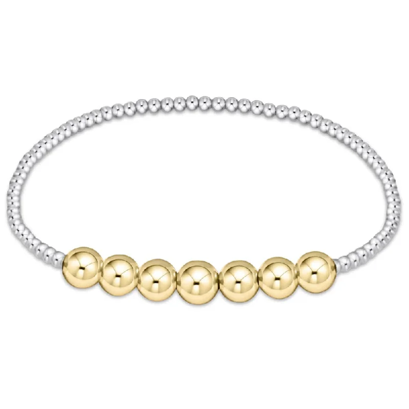 Bangles with personalized initial charm engravings -enewton 6.25" Classic Beaded Bliss Bracelet - Mixed Metal 3mm