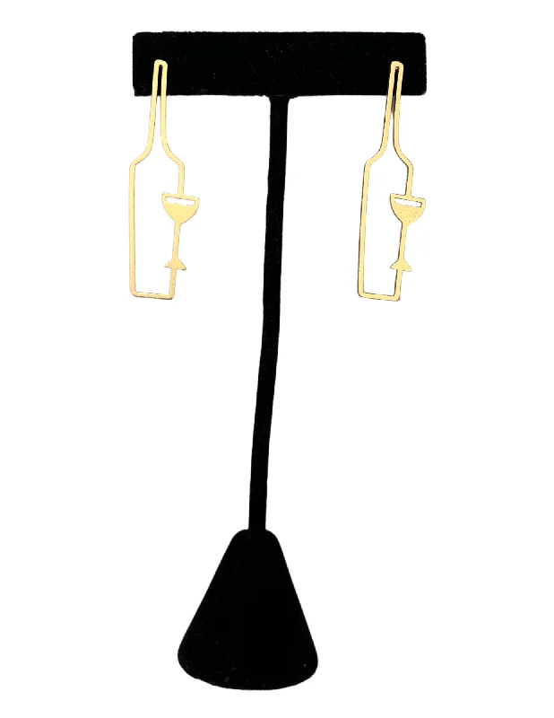 Square Drop Earrings for Modern -Avant Garde Wine Bottle Earrings