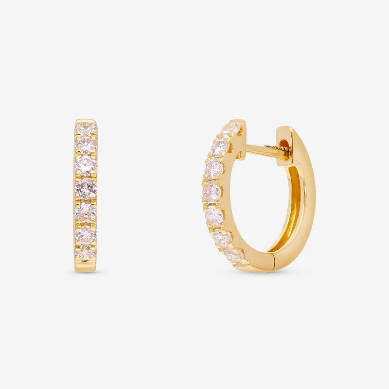 Large Drop Earrings for Statement -Ina Mar 18K Yellow Gold Diamond 0.30ct.twd. Huggie Earrings AER-16273-Y