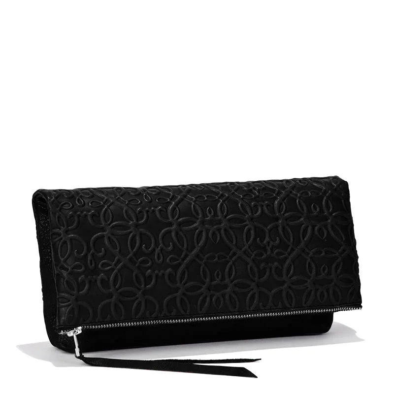 Women's bags with compact size and sleek design for easy travel and everyday use-Gabriel Leather Fold Over Clutch, Black