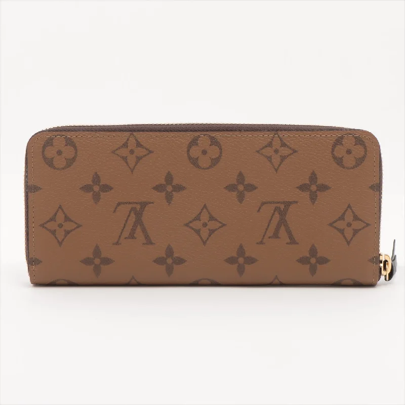 Classic women's bags with simple design and durable leather for everyday use-Pre Owned Louis Vuitton Monogram Reverse Canvas Clemence Zip Round Wallet