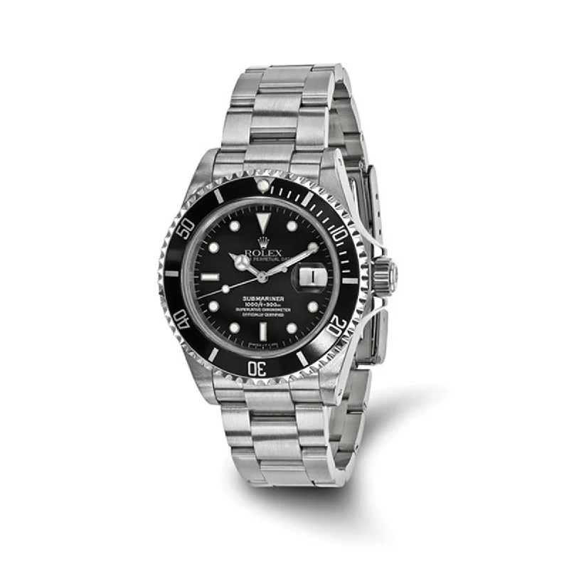 Bangles with sleek matte finish for subtlety -Pre Owned Rolex Oyster Perpetual Submariner Watch with Black Dial and Stainless Steel Oyster Bracelet (automatic movement)