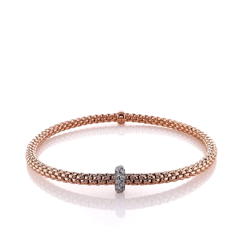 Gold bracelets with delicate diamond charm accents -Fope 18k Two-Tone Prima Flex'it Diamond Bracelet - Medium