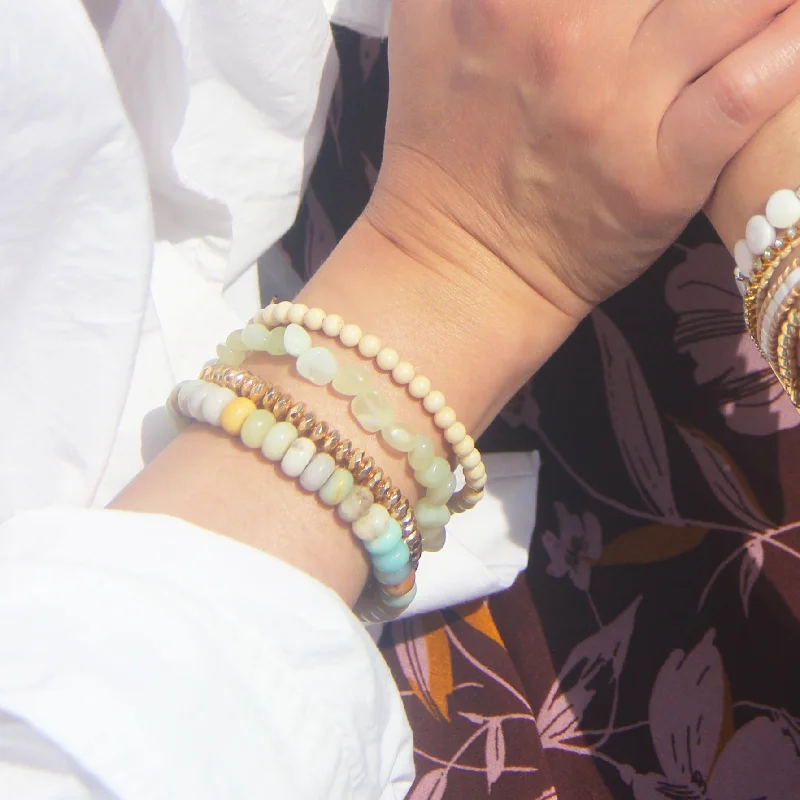 Bracelets with tiger eye for warm bands -Amazonite Stacking Bracelet Set