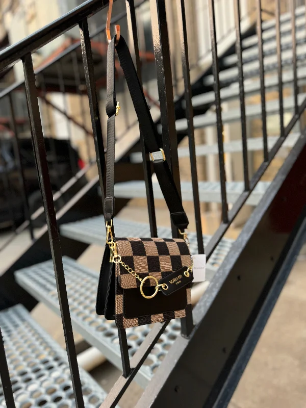 Women's bags with functional compartments and sleek, clean lines for practicality and style-Checker Crossbody Purse