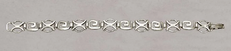 Bracelets with knot accents for symbolic charm -Greek Key Meander Bracelet in Sterling Silver (B-57)