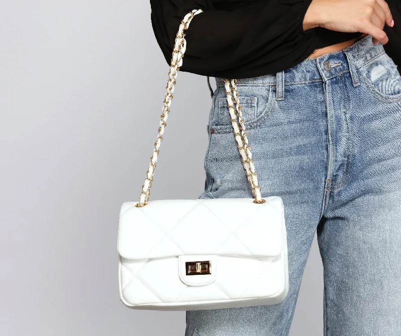 Women's bags with woven texture and leather handles for a chic yet casual look-The Luxe Type Quilted Diamond Crossbody