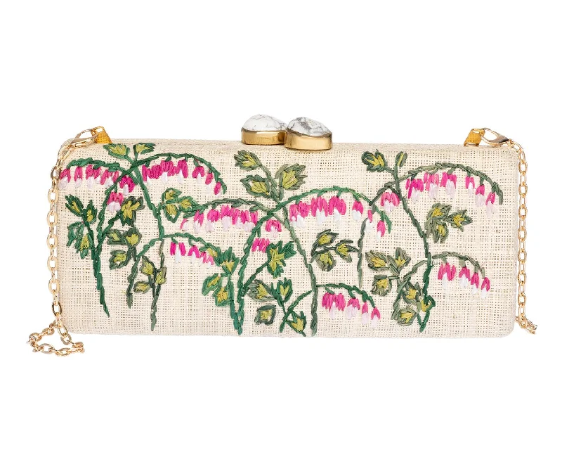 Women's bags with adjustable shoulder straps and multiple compartments for convenience-ALESSANDRA Long Clutch - Natural / Fuchsia