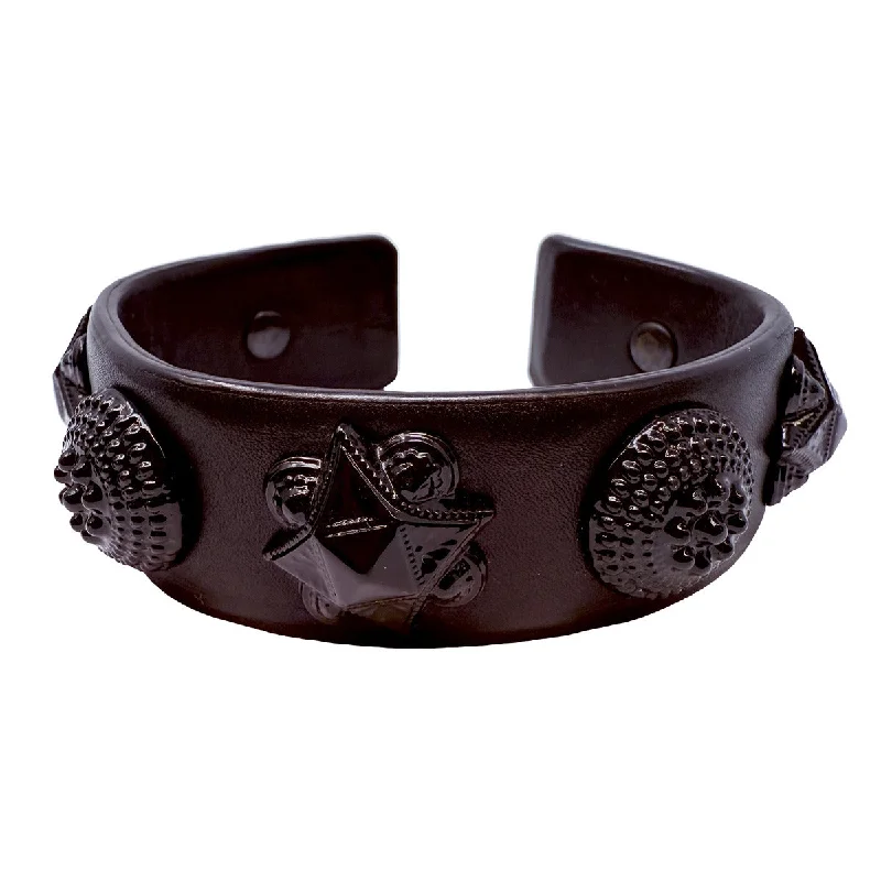 Bracelets with heart-shaped ruby stone charms -Burberry Prosrsum Warrior Studded Leather Cuff Bracelet