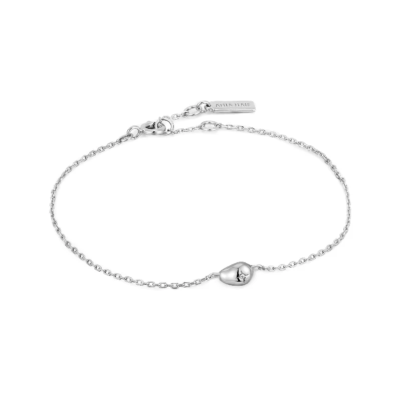 Bracelets with sleek topaz for icy shine -Silver Pebble Sparkle Chain Bracelet