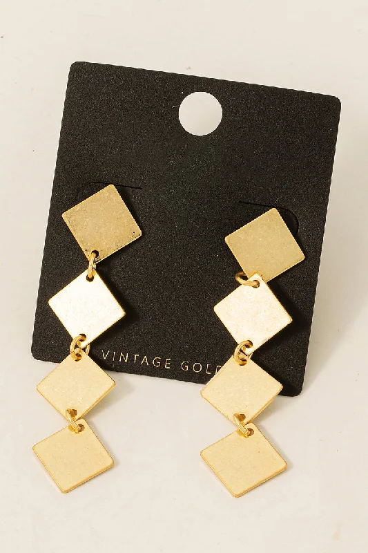 Contemporary Drop Earrings for Fashion -Gold Dipped Square Chain Dangle Earrings