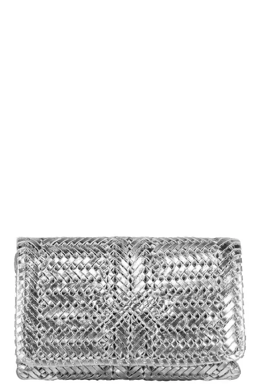 Trendy women's bags with embossed texture and leather accents for high-fashion statement-Neeson Crossbody - Silver