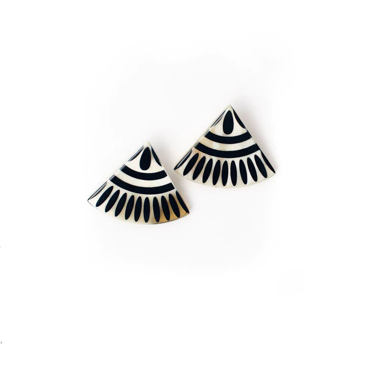 Lead Free Drop Earrings for Health -Navy Porcelain Tile Earrings