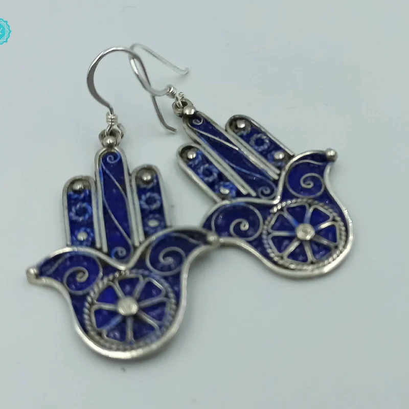 Drop Earrings with Chevron Designs -Hamsa earrings