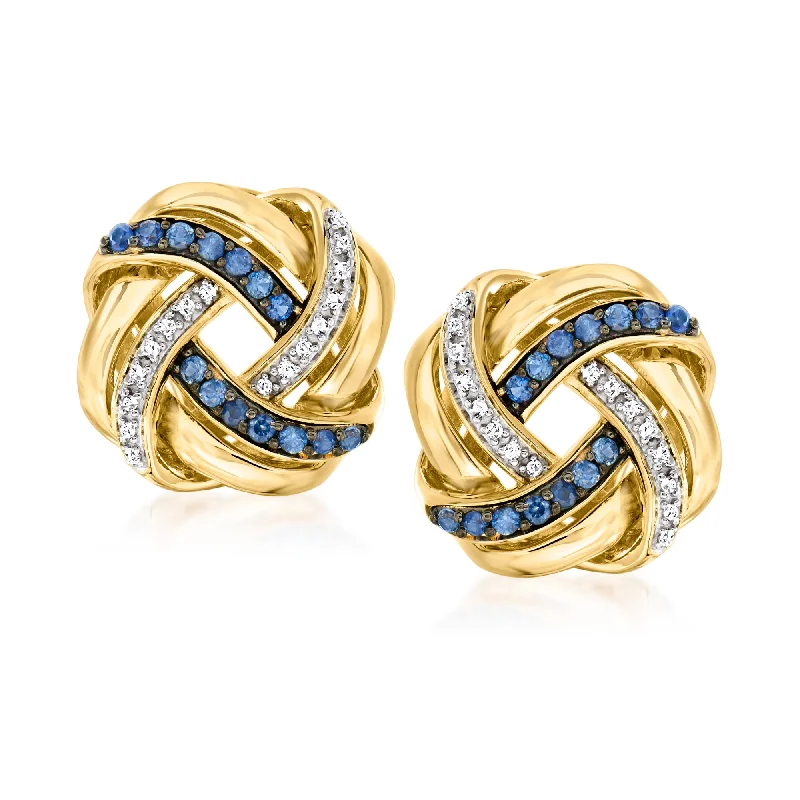 Drop Earrings with Abstract Designs -Ross-Simons Sapphire and . Diamond Love Knot Earrings in 18kt Gold Over Sterling