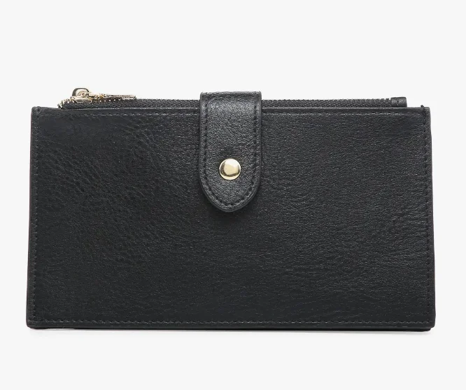 Women's bags with metallic straps and high-quality leather for a chic, elegant look-Jen and Co Black Card Wallet