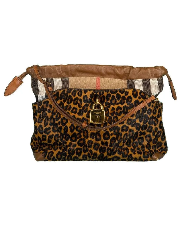 Lightweight women's bags with soft material and easy-to-carry design for convenience-Leopard Print Calfhair and Nova Check Crossover Bag