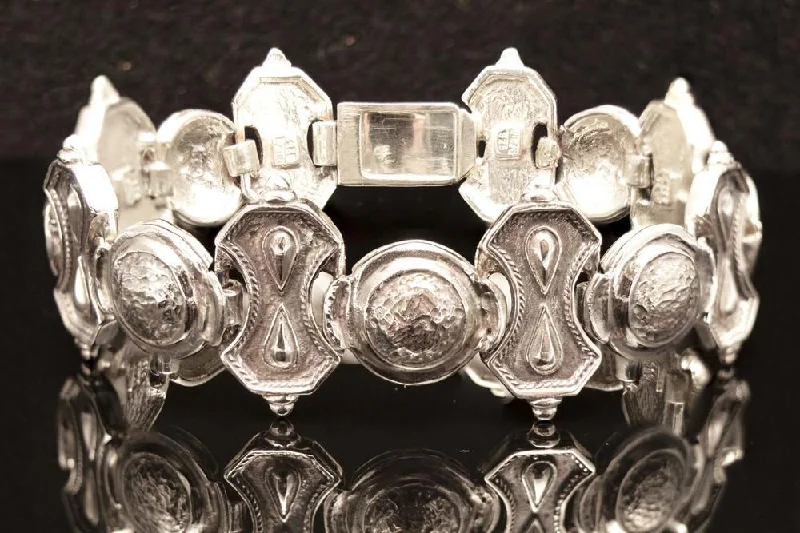 Vintage bangles with intricate filigree metalwork -Byzantine Bracelet in Sterling Silver with zircon (B-24)