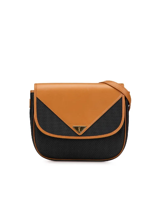 Women's bags with top zipper and sleek silhouette for modern, on-the-go style-Coated Canvas Crossbody Bag with Leather Trim