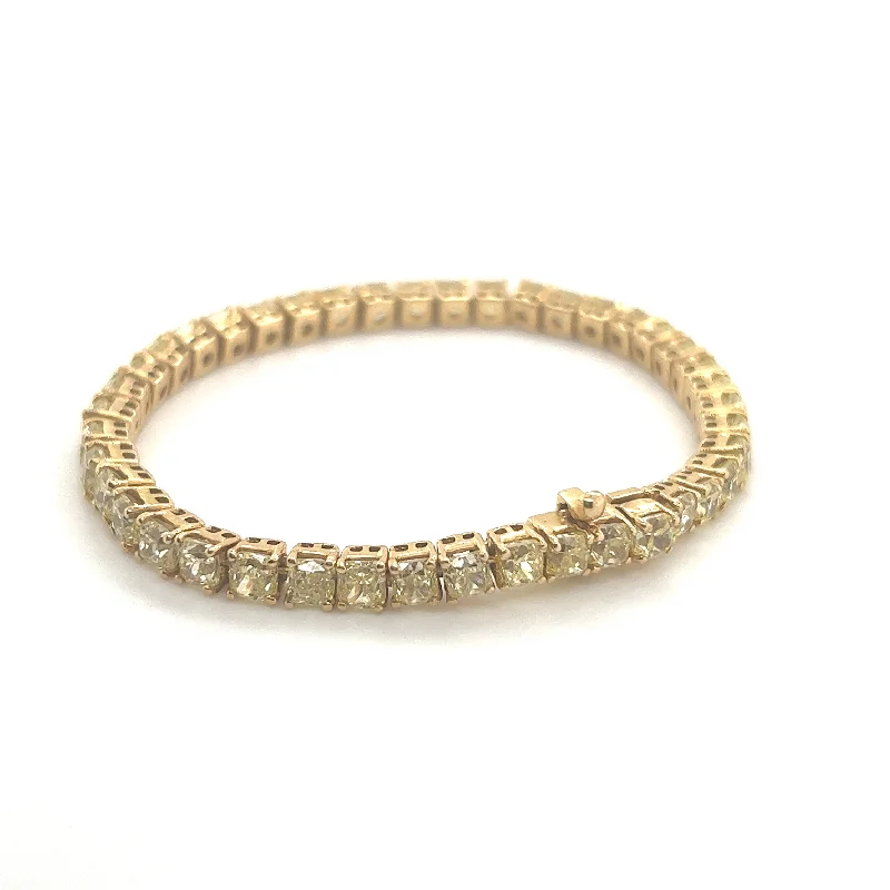 Bracelets with leather wrap for edgy look -Yellow Gold Tennis Bracelet with Yellow Radiant-cut diamonds