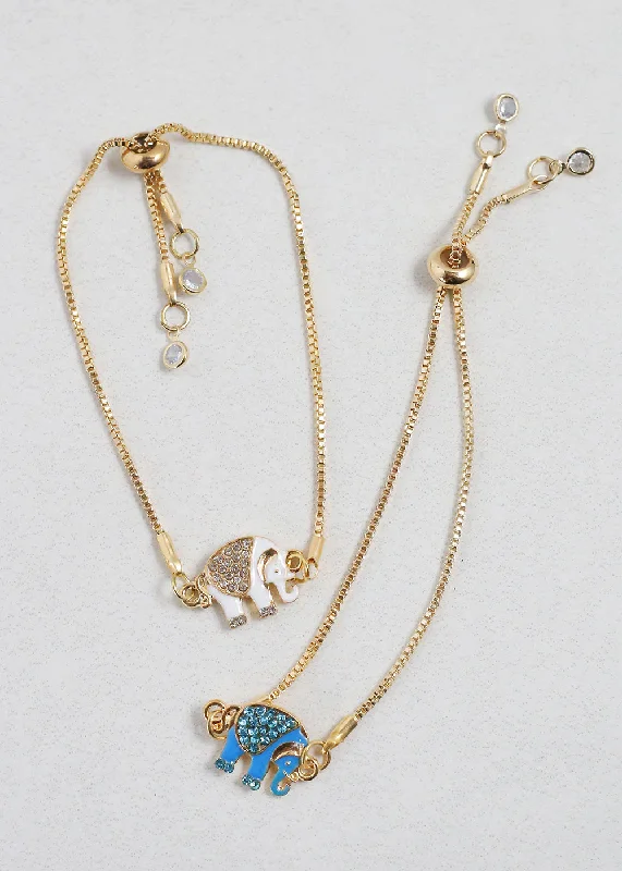 Thin bangles perfect for layering multiple styles -Gold Elephant Charm Bracelet