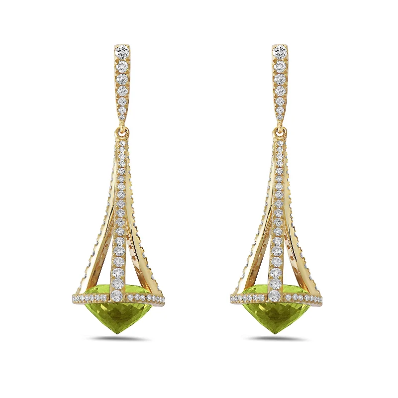 Best hoop earrings with snake chain details for a sleek and modern touch-Peridot & Diamond Chandelier Earrings