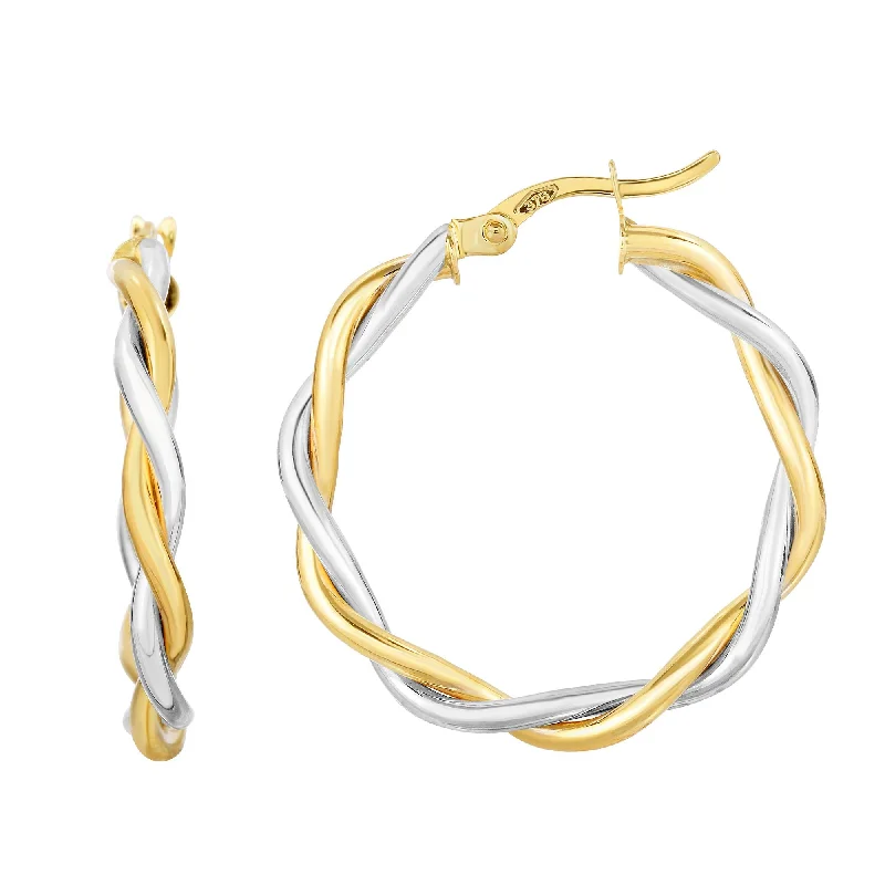 Best hoop earrings with angel wing accents for a spiritual and meaningful design-10K 2-Tone Gold Medium Polished Twist Hoop Earring