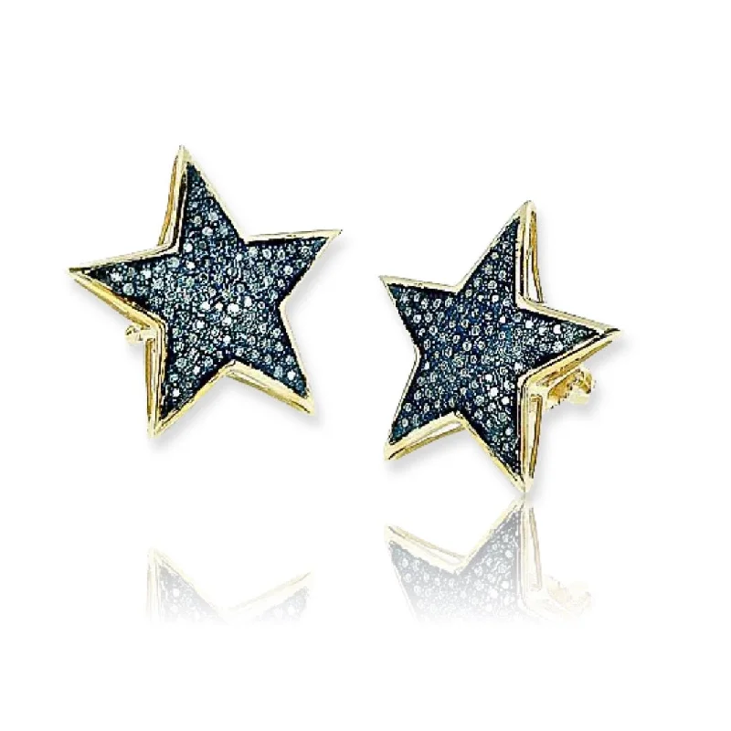 Best hoop earrings with snake-inspired designs for an edgy and fierce vibe-10KY 0.50CTW BLUE DIAMOND STAR EARRING