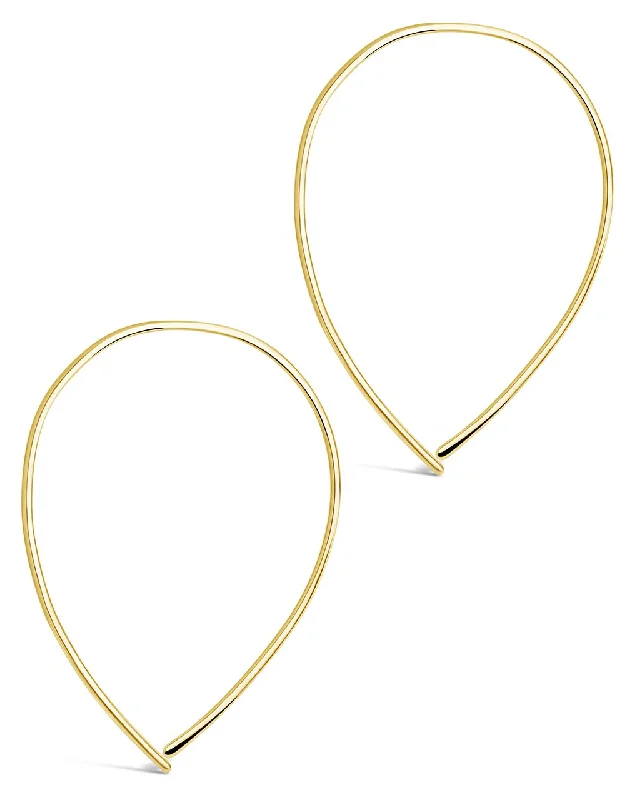 Hoop earrings with removable pendants for a versatile and customizable accessory-14K Gold Delicate Threader Hoop Earrings