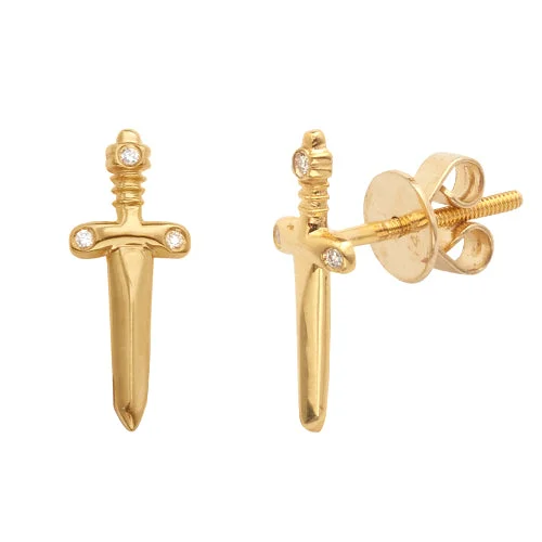 Best hoop earrings with vintage-style detailing for a nostalgic and timeless look-14KY 0.05CTW DIAMOND DAGGER EARRING STUDS